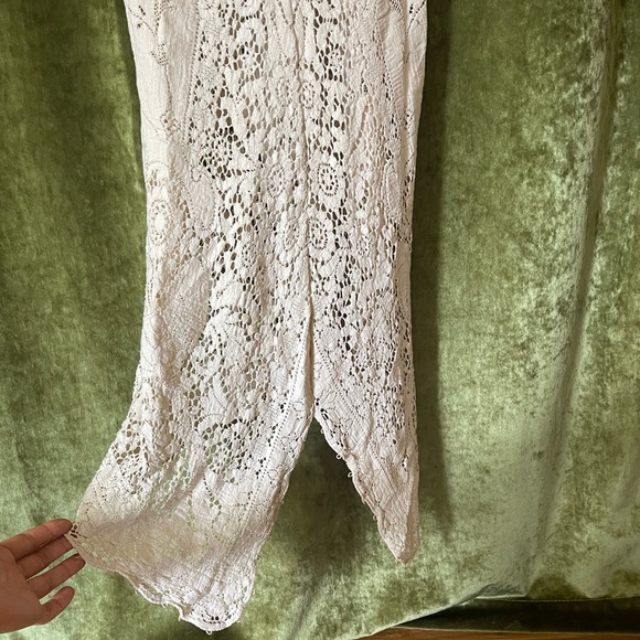 Boho Unique Antique Vintage Classic Cotton Ivory Lace Wedding dress size 4 - Picture 5 of 14
